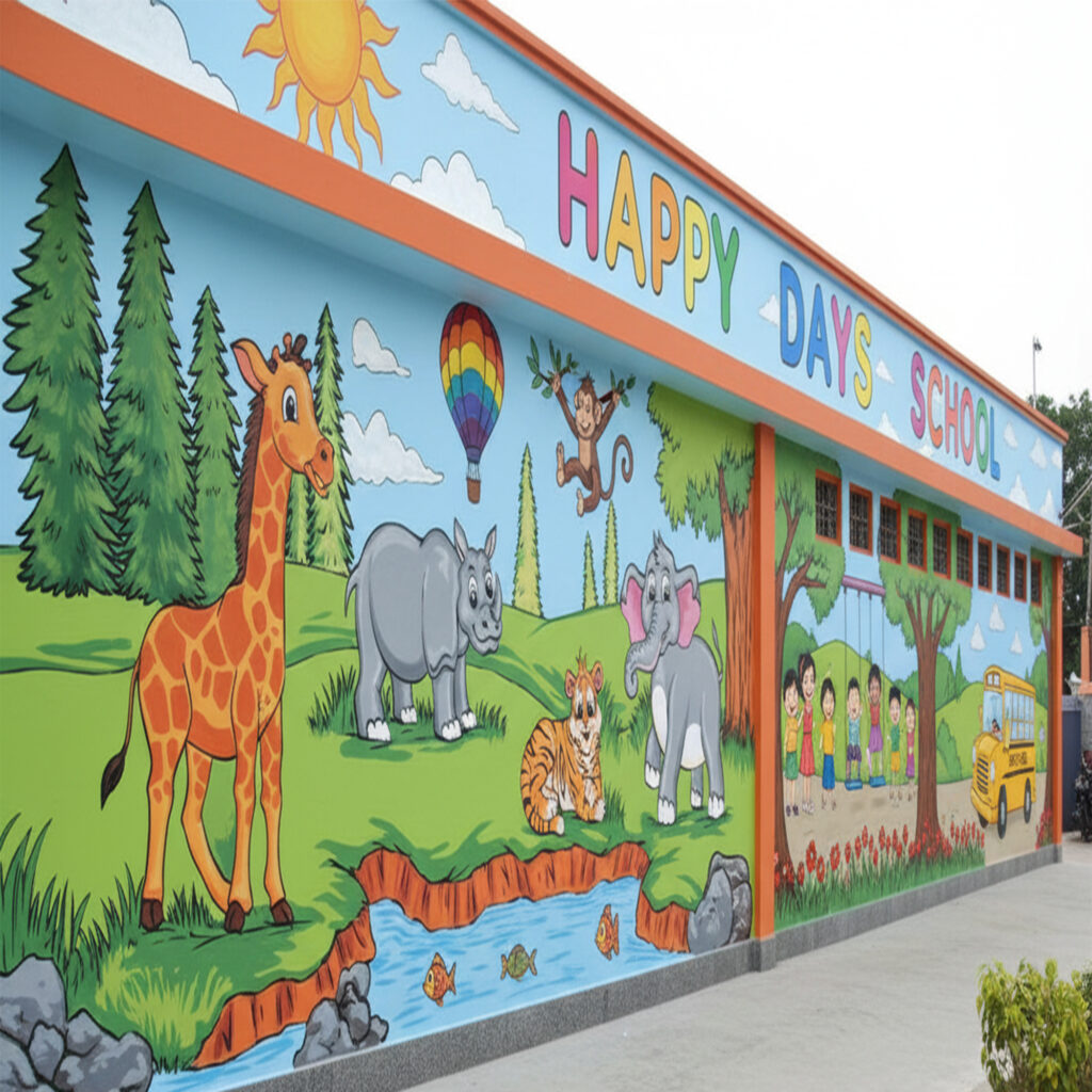 2D Cartoon Wall Art Painting Service